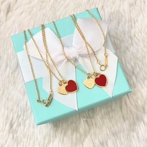 2heart red golden necklace